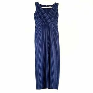 LAUREN RALPH LAUREN BLACK LABEL Navy Pinstripe Sleeveless Wide Leg Jumpsuit sz 2